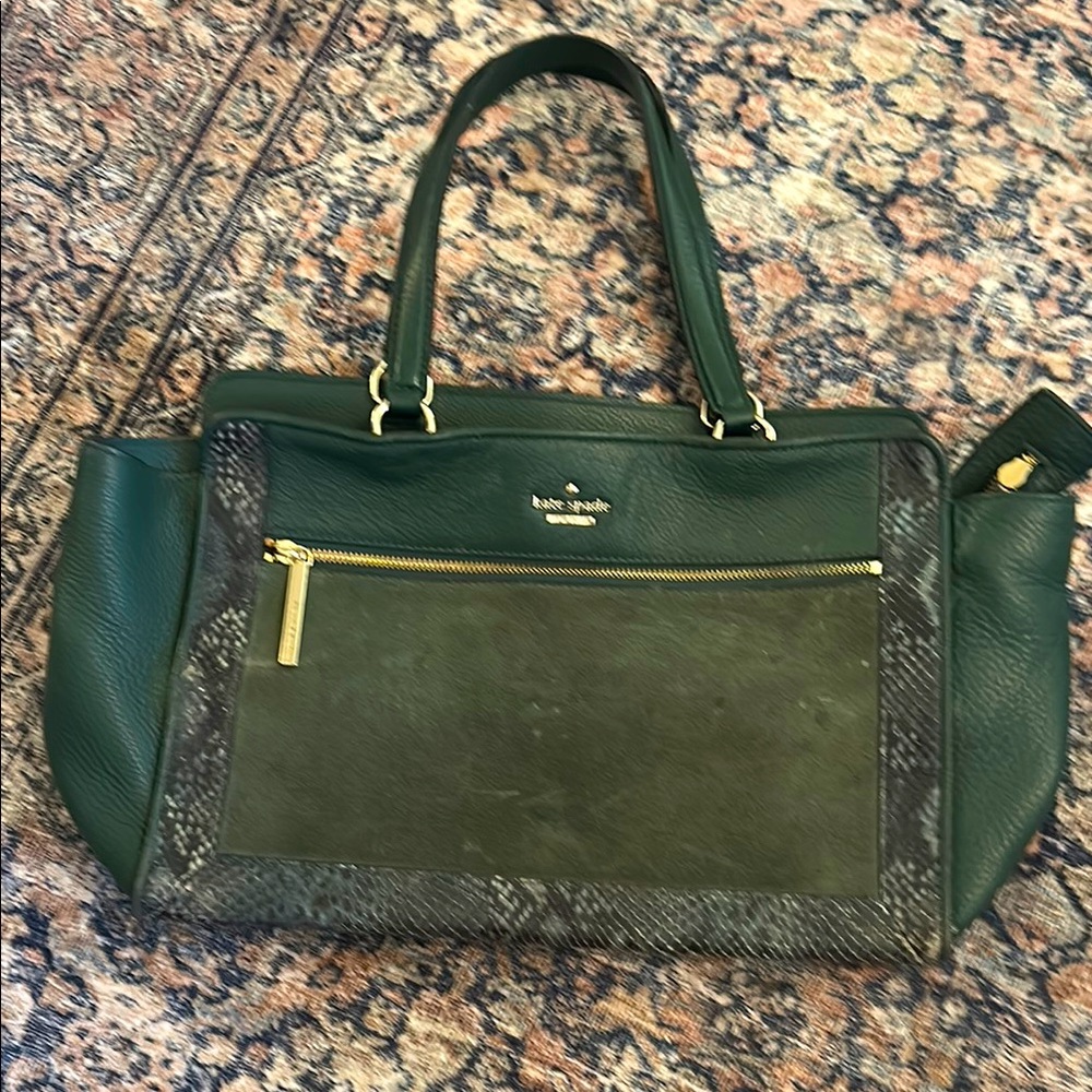 Kate Spade Green Suede and Leather Tote
